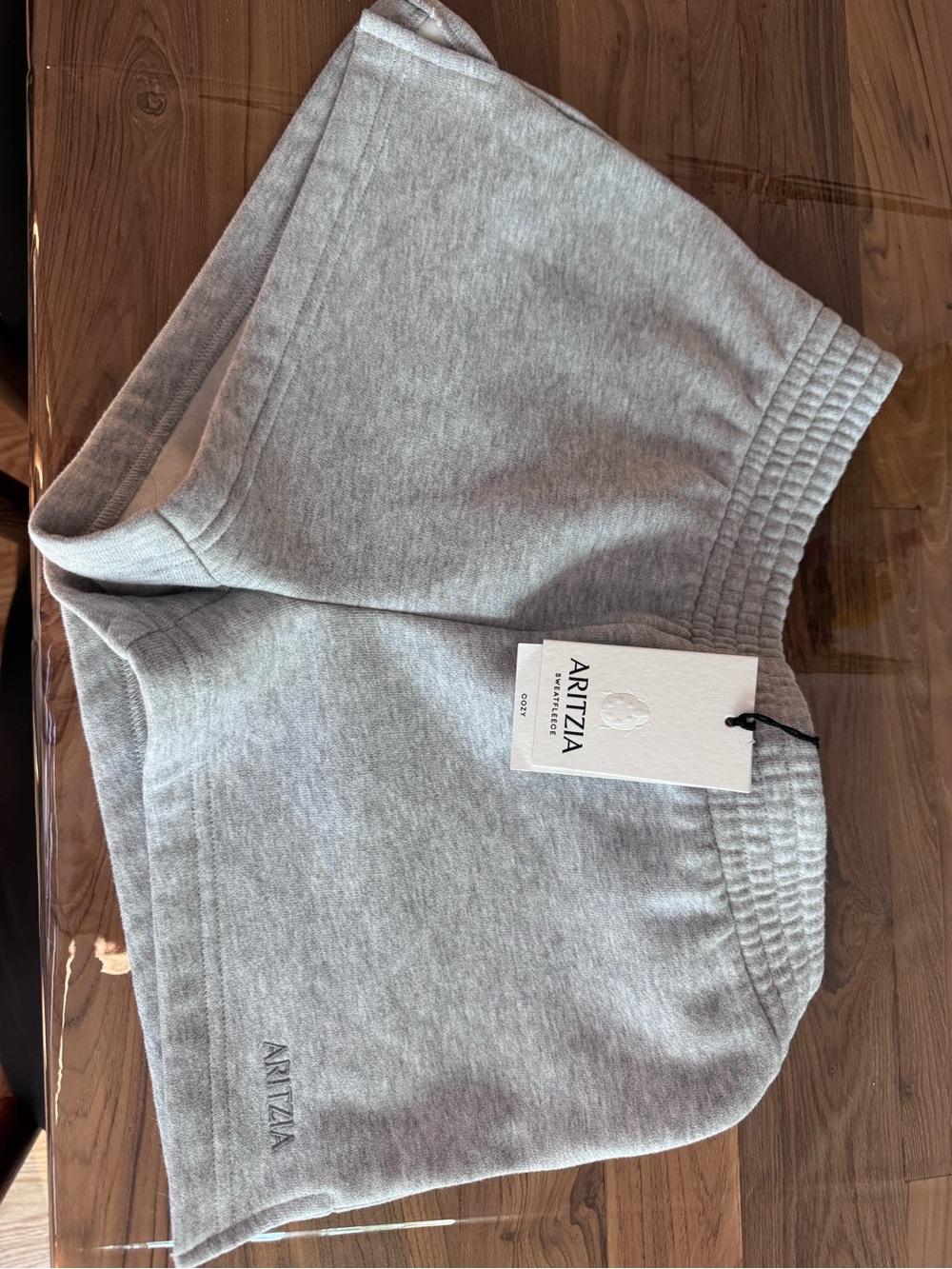 Aritzia Light Grey Rib-Waist Sweat Shorts